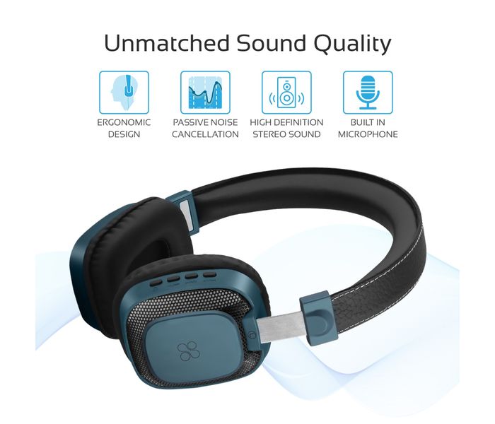 Promate Melody-Bt Premium On-Ear Wireless Stereo Headset with Music Playback Controls, Blue - Zoom Image 2