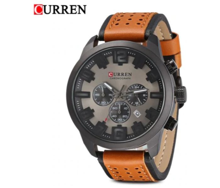 Curren 8289 Chronograph Watch For Men Grey And Brown - Zoom Image