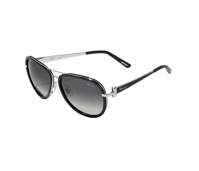 Chopard SCHB27S 0583 Oval Black Frame & Grey Mirrored Sunglasses for Women - Zoom Image