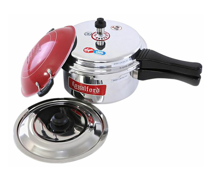 Royalford RF6911 5 Litre Pressure Cooker & Appachatty - Set of 2, Silver - Zoom Image 3