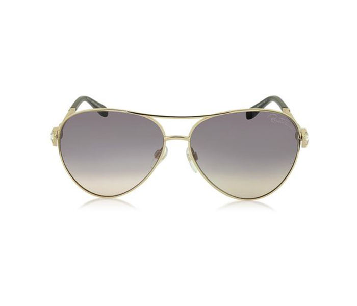 Roberto Cavalli 920S-A 28B Aviator Pale Gold, Black Frame & Brown Gradient Mirrored Sunglasses for Women - Zoom Image 1