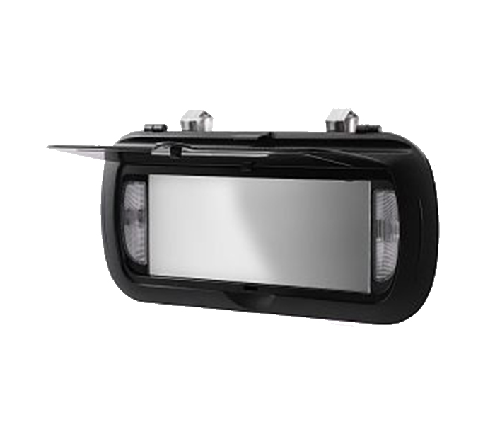 Car Visor Inner Mirror with Automatic Lights, Black - Zoom Image 1