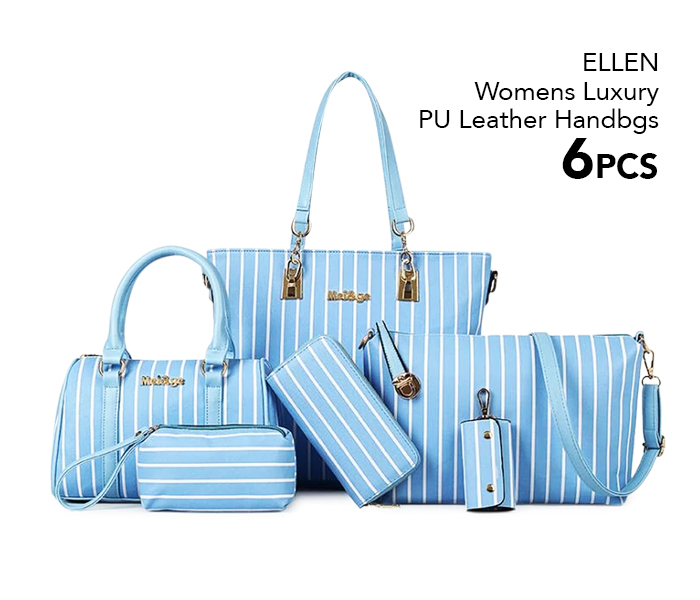 Ellen EL20 6 Pieces Women Luxury PU Leather Handbags - Light Blue  - Zoom Image 2