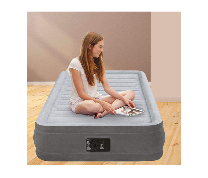 Intex ZX-67766 Inflatable Twin Size Dura Beam-Tech Mid Raised Airbed with Electric Pump - Grey - Zoom Image 2