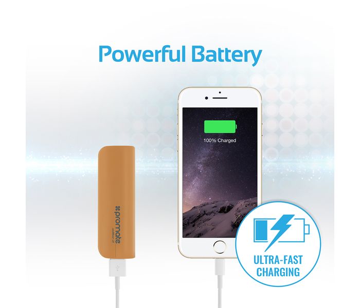 Promate Aid Bar-2 2500 mAh Ultra Compact Universal Power Bank, Gold - Zoom Image 2