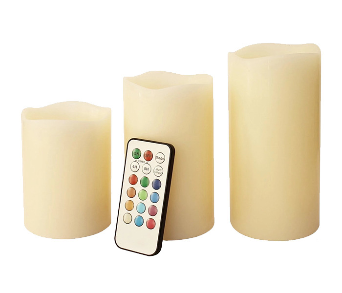 Remote Control LED Scented Candles - 3 Pieces, White - Zoom Image 3