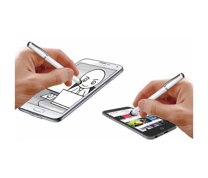 Promate iPen1 Multi-Function Stylus Pen with Ballpoint for all Touch Screen Devices - White - Zoom Image 1