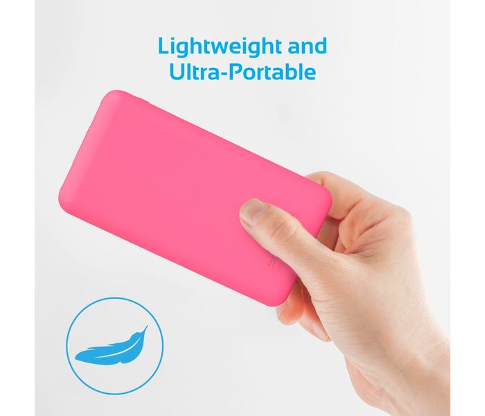 Promate VolTag-10C 10000 mAh Portable Charger Power Bank with Dual USB, Pink - Zoom Image 5