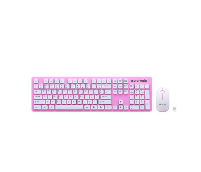 Promate Keymate-2 2.4Ghz Ultra-Slim Arabic Wireless Keyboard and Mouse, Pink - Zoom Image 8