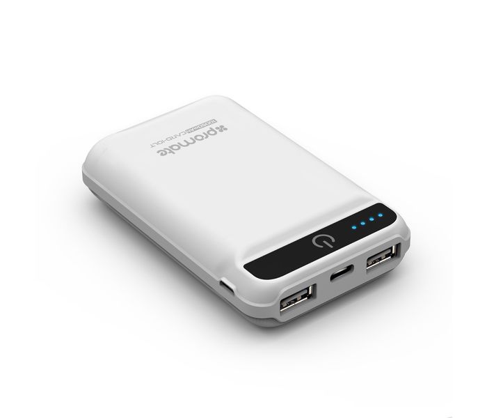 Promate Card-10LT 10050 mAh Fast Charging Power Bank with 2.1A Dual USB Port, White - Zoom Image 9