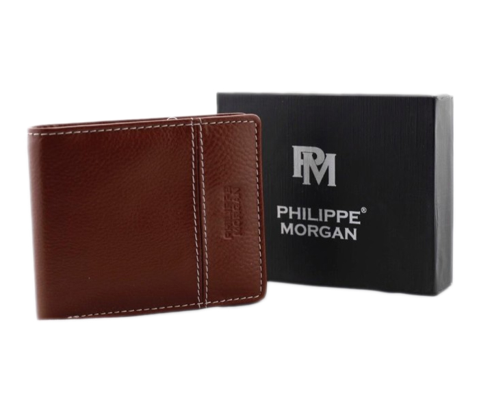 Philippe Morgan PM009 Men Leather Bifold Wallet Brown - Zoom Image