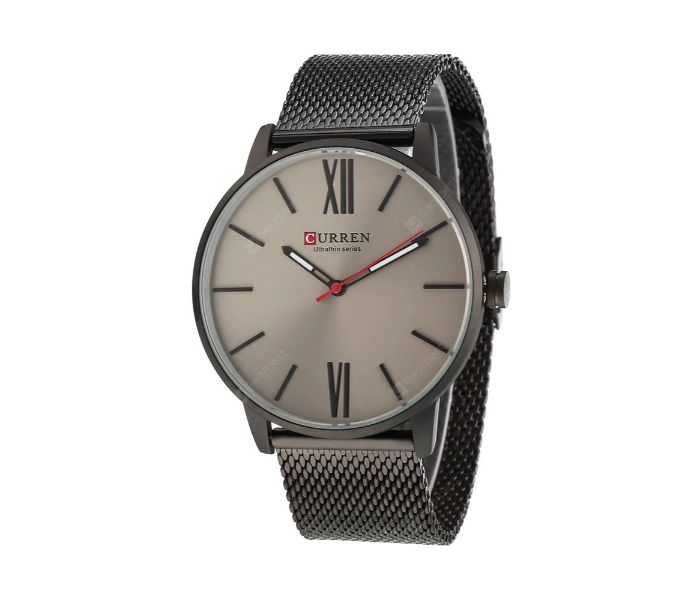 Curren 8238 Ultra Thin Dial Quartz Watch For Men Black and Grey - Zoom Image 1