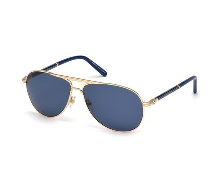 Mont Blanc MB 512S 28v Aviator Gold & Navy Blue Frame and Navy Blue Mirrored Sunglasses for Men - Zoom Image 2