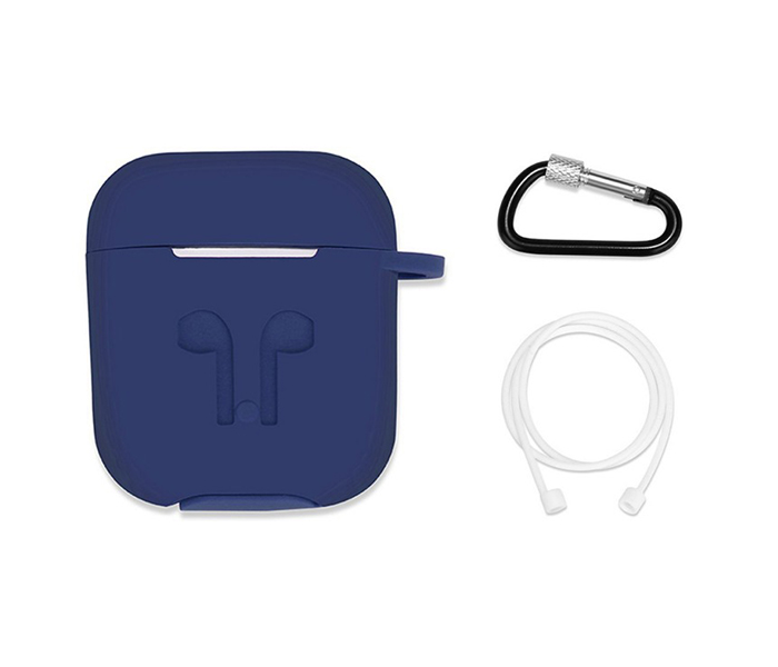 iends IE-HSC647 AirPods Case with Strap Protective Silicone Cover - Blue - Zoom Image 7