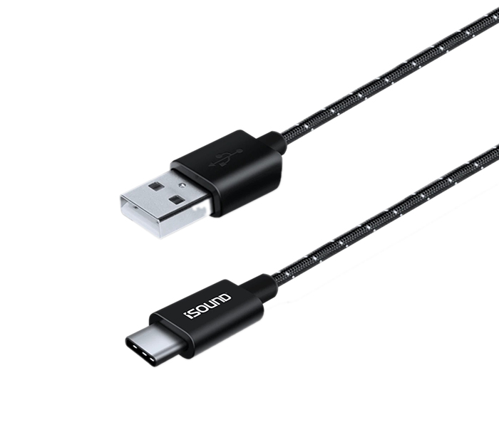 I Sound 6101 4Ft Nylon Braided Type C USB Cable - Black - Zoom Image 3