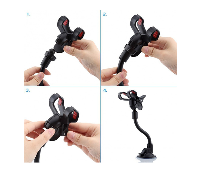 iends IE-HO2275 Windshield Car Mount Clamp Smart Phone Holder - Black - Zoom Image 2