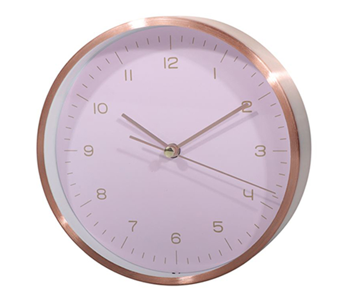 Royalford RF9283 Aluminium Framed Analog Wall Clock - Pink & Gold - Zoom Image