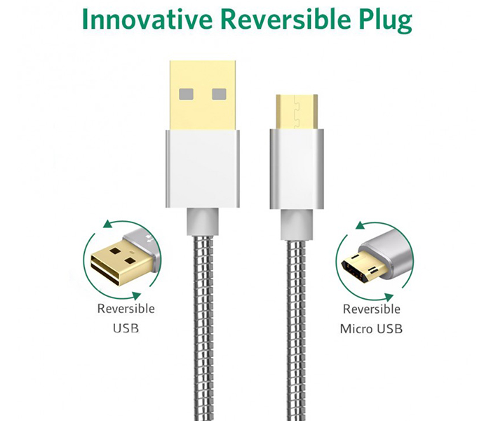 Trands TR-CA540 Micro USB to USB 2.0 Charging &amp; Sync Data Cable - Silver - Zoom Image 3