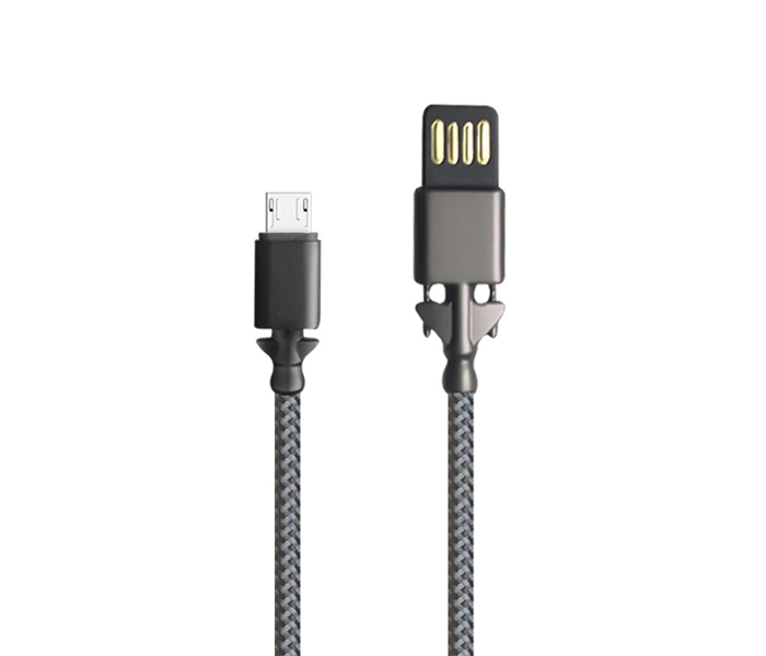 Trands TR-CA1330 1 Meter Nylon Braided Metal Connector Micro USB Cable - Black - Zoom Image 2