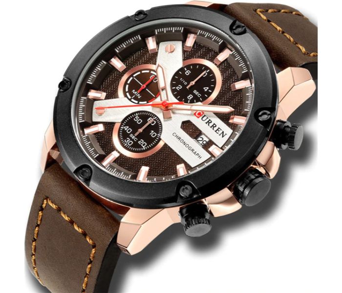 Curren 8308 Fashion Quartz Watch For Men Coffee and Rose Gold - Zoom Image 1