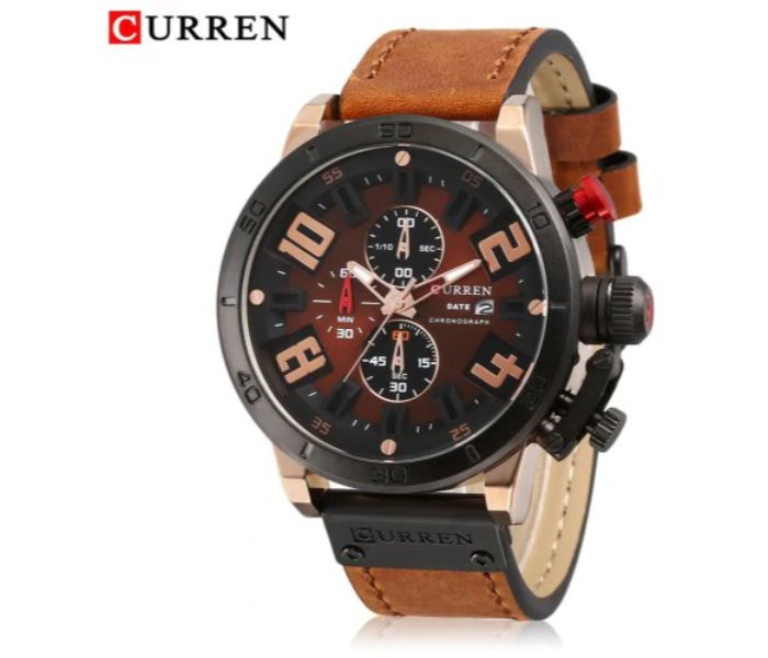 Curren 8312 Analog Quartz Watch For Men Brown - Zoom Image