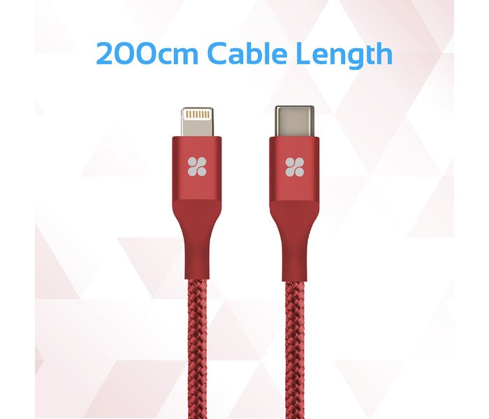 Promate UniLink-LTC2 USB Type-C OTG Cable with Lightning Connector - Red - Zoom Image 6