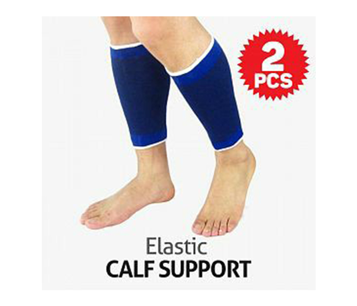 YC805 Calf Support Adjustable Fit Elastic Knitted Sports Protection Sweatbands Set - 2 Pieces, Blue - Zoom Image 2