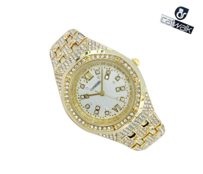 Catwalk CW-964 Genuine quality Fashionable Cz Watch For Women Gold - Zoom Image