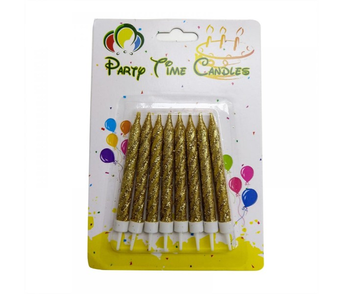 Party Time NO30C 8 Piece Glitter Birthday Candle Gold - Zoom Image