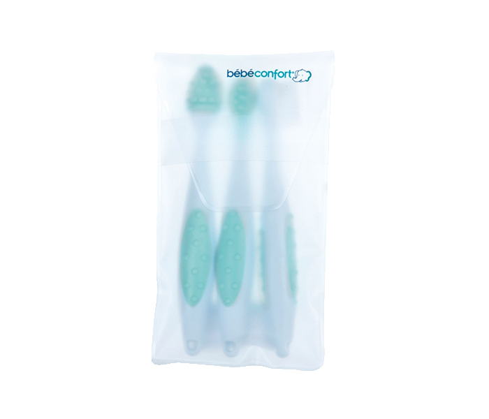 Bebe Confort 3106203000 Children's Toothbrushes with Storage Bag - 3 Pieces, Blue - Zoom Image 1