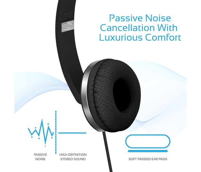 Promate Swing Dynamic On-Ear Stereo Headset with Hi-Fi Sound, Black - Zoom Image 4