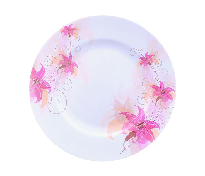 Royalford RF6372 10-inch Melamine Ware Thai Carnation Round Plate - Pink & white - Zoom Image