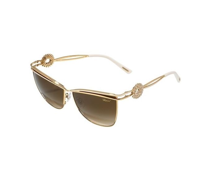 Chopard SCHB26S 0H32 Cat-Eye Rose Gold Frame & Gradient Brown Mirrored Sunglasses for Women - Zoom Image