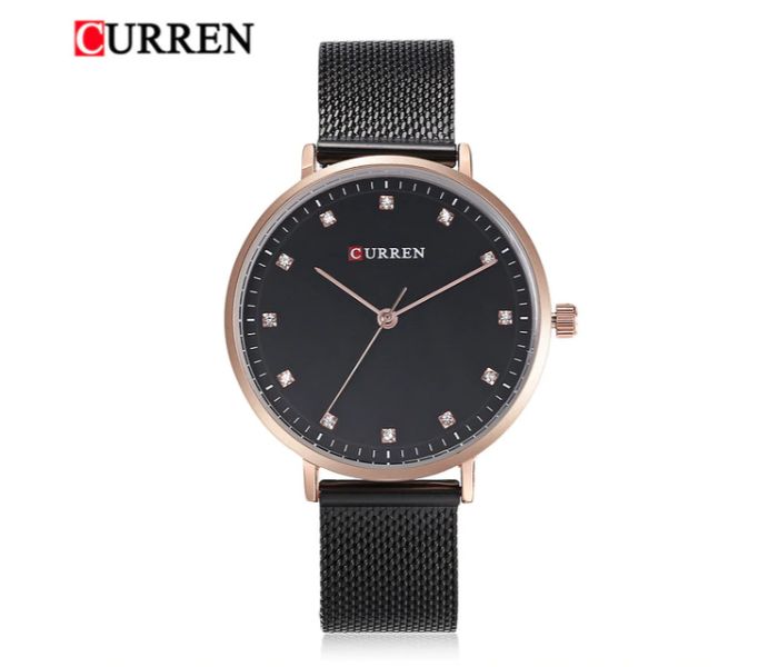 Curren 9023 Stainless Steel Analog Quartz Watch For Women Black - Zoom Image