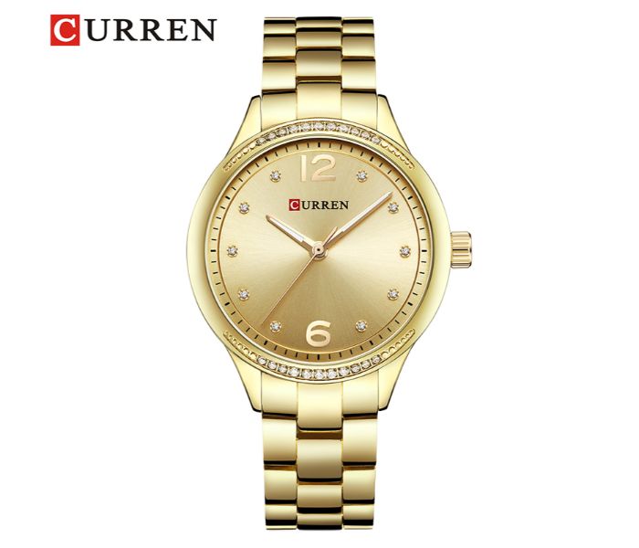 Curren 9003 Fashion Crystal Design Watch For Women Gold - Zoom Image