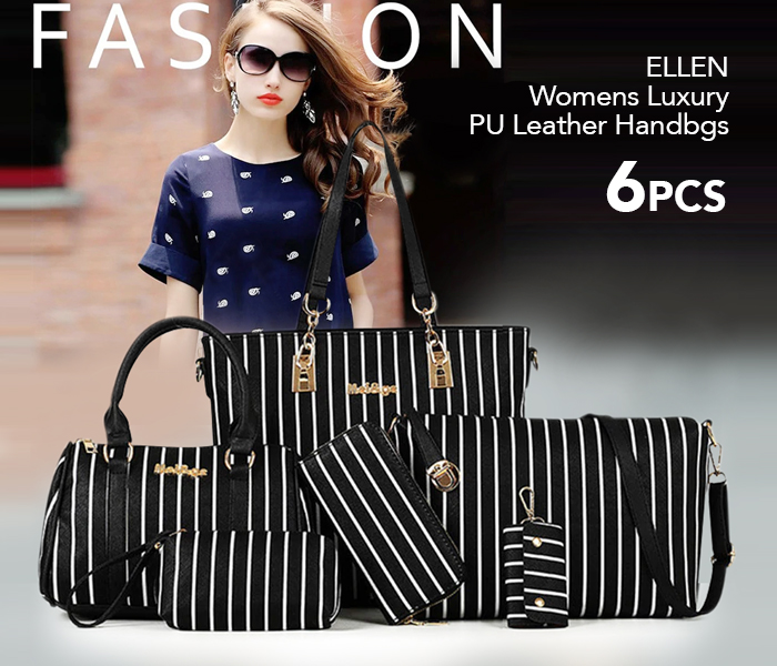 Ellen EL21 6 Pieces Women Luxury PU Leather Handbags - Black - Zoom Image 1