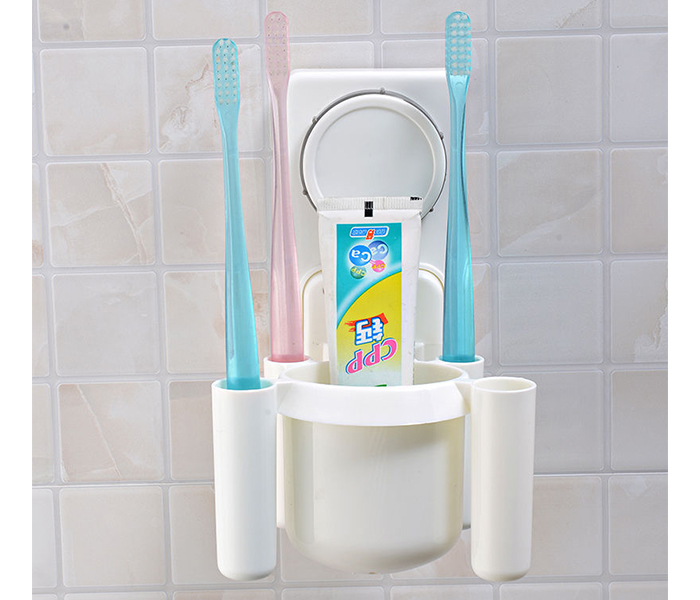 Suction Cups Bathroom Wall Toothbrush Holder - White - Zoom Image 2