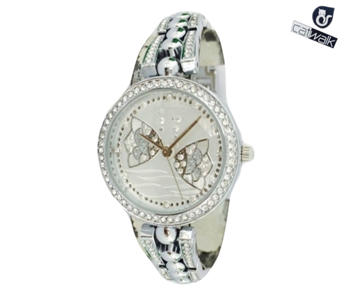 Catwalk CW-131 Genuine quality Fashionable Cz Watch For Women - Silver - Zoom Image