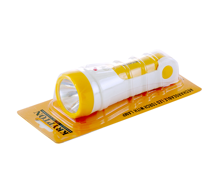 Krypton KNFL5009 Rechargeable LED Plastic Torch with Lamp - White & Yellow - Zoom Image 1