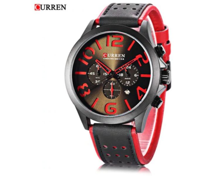 Curren 8244 Analog Quartz Watch For Men Black And Red - Zoom Image 1