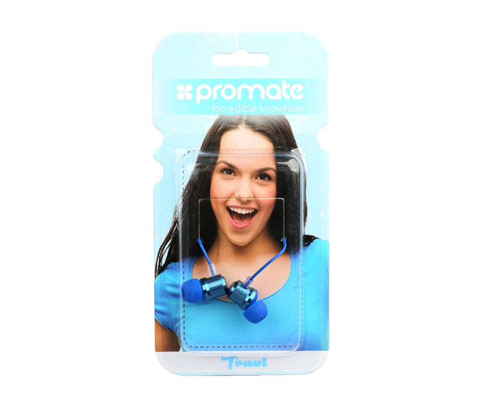 Promate Travi Dynamic In-Ear Stereo Earphones with In-Line Microphone - Blue - Zoom Image 5