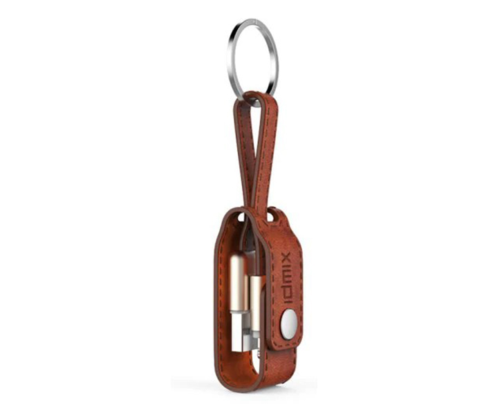 Idmix DL08 MFI Certified Leather Key Chain with USB Lightning Cable - Brown - Zoom Image 3