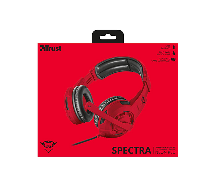 Trust Spectra GXT 310SR Gamin Headset for PC, Laptop, PS4 & Xbox One-Switch - Neon Red - Zoom Image 3