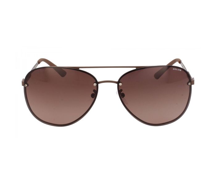 Police SPL379 90LP Aviator Dark Brown Frame & Brown Gradient Mirrored Sunglasses for Unisex - Zoom Image 2