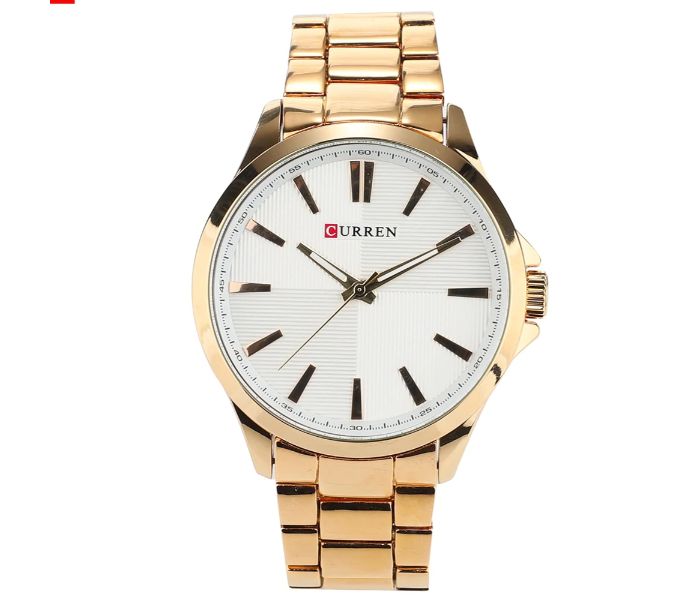 Curren 8322 Waterproof Quartz Watch For Men Gold And White - Zoom Image