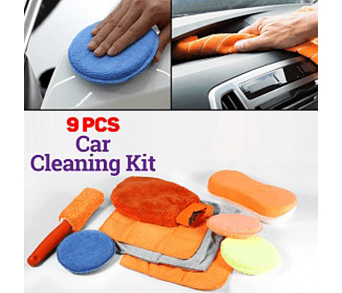 9 Pieces Pro User Ultra-Absorbent Microfibre Car Cleaning Kit - Zoom Image 1