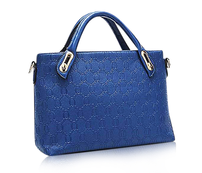 ELLEN AM02 Emboss Plaid Bag Women Luxury 4pc Handbag with Bear - Blue - Zoom Image 4