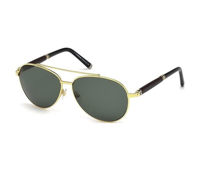 Mont Blanc MB 518S 30N Aviator Shiny Endura Gold & Black Frame and Grey/Green Mirrored Sunglasses for Unisex - Zoom Image 5