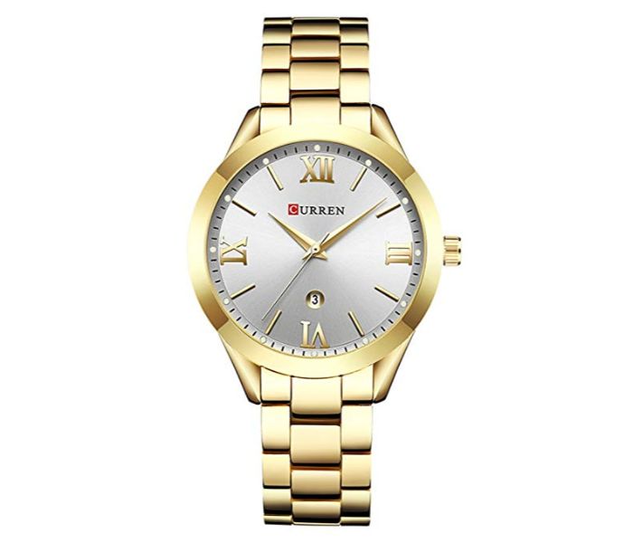 Curren 9007 Fashion Design Luxury Watch For Women Gold And White - Zoom Image