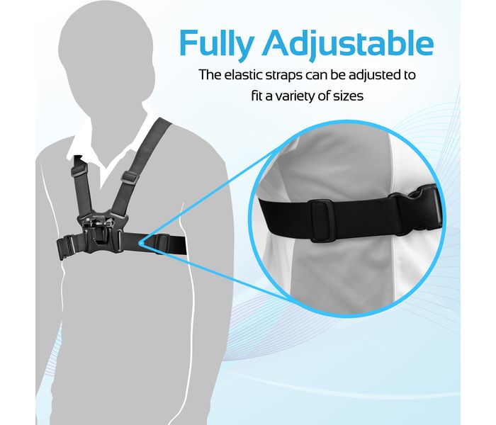 Promate ChestMount-1 Adjustable Action Camera Chest Harness Mount, Black - Zoom Image 6